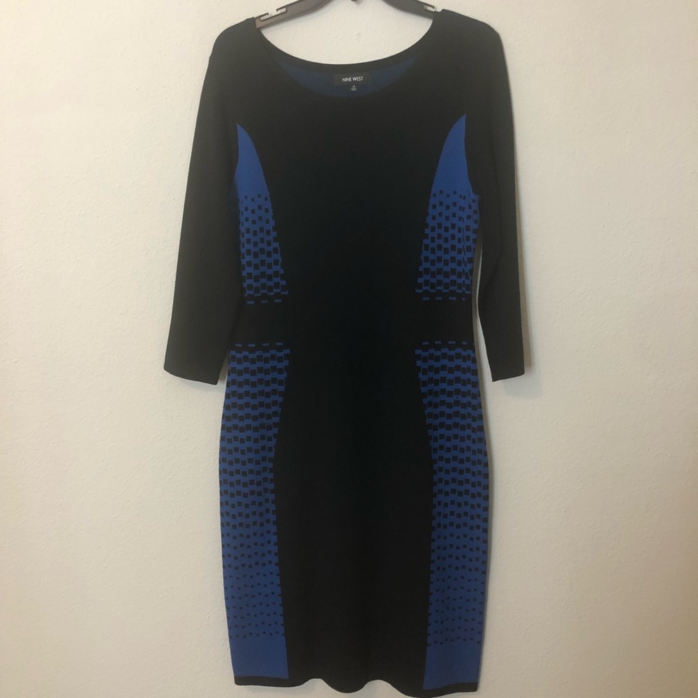 Black and blue sweater dress